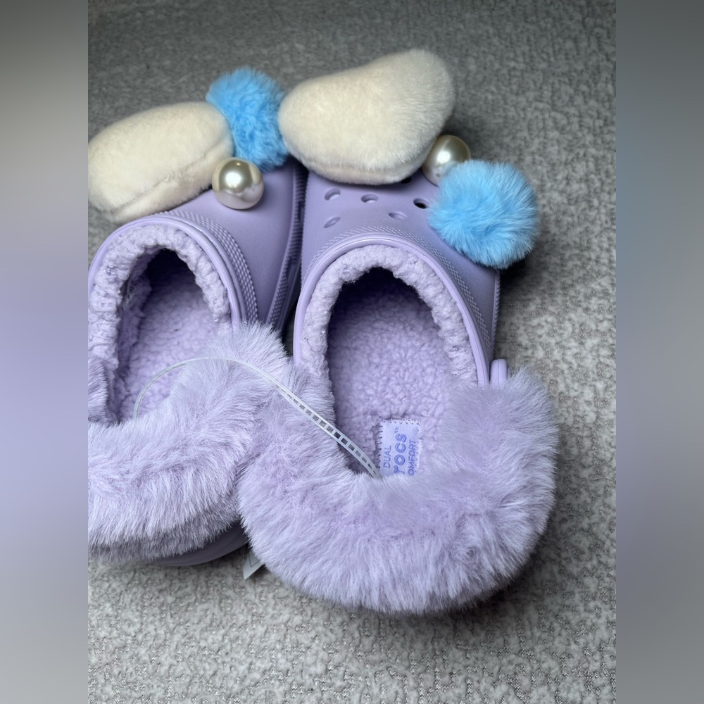 NWT Crocs Classic Platform Lined Charm Clog Lavender Purple Women’s Size 6 - Picture 13 of 17